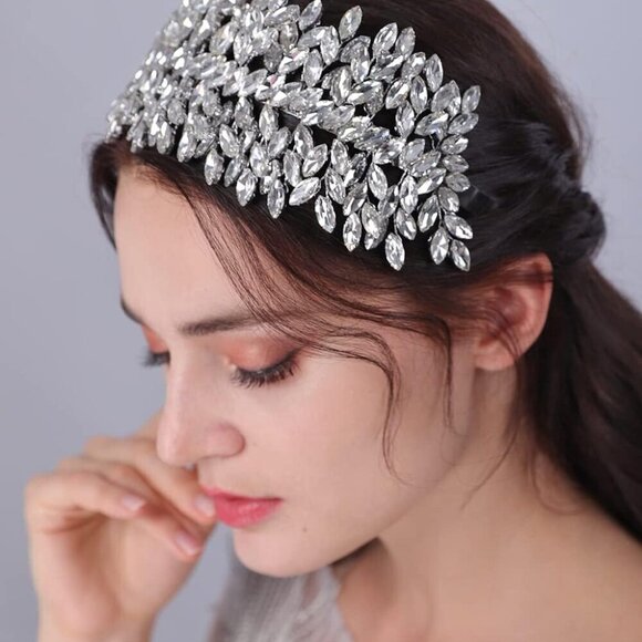 Crystal Bridal Headband Tiara Wedding Hair Accessory for Women Girls